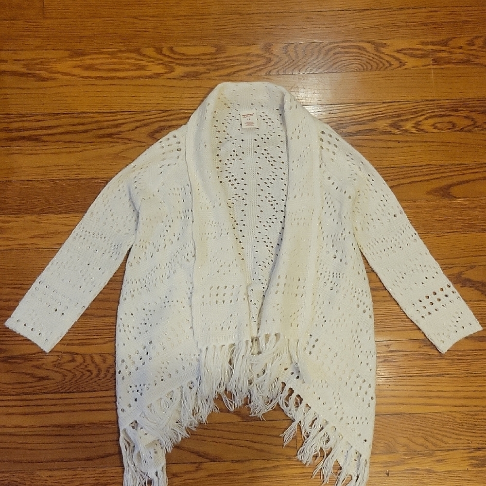 Girl's Open Sweater with Fringe S 6